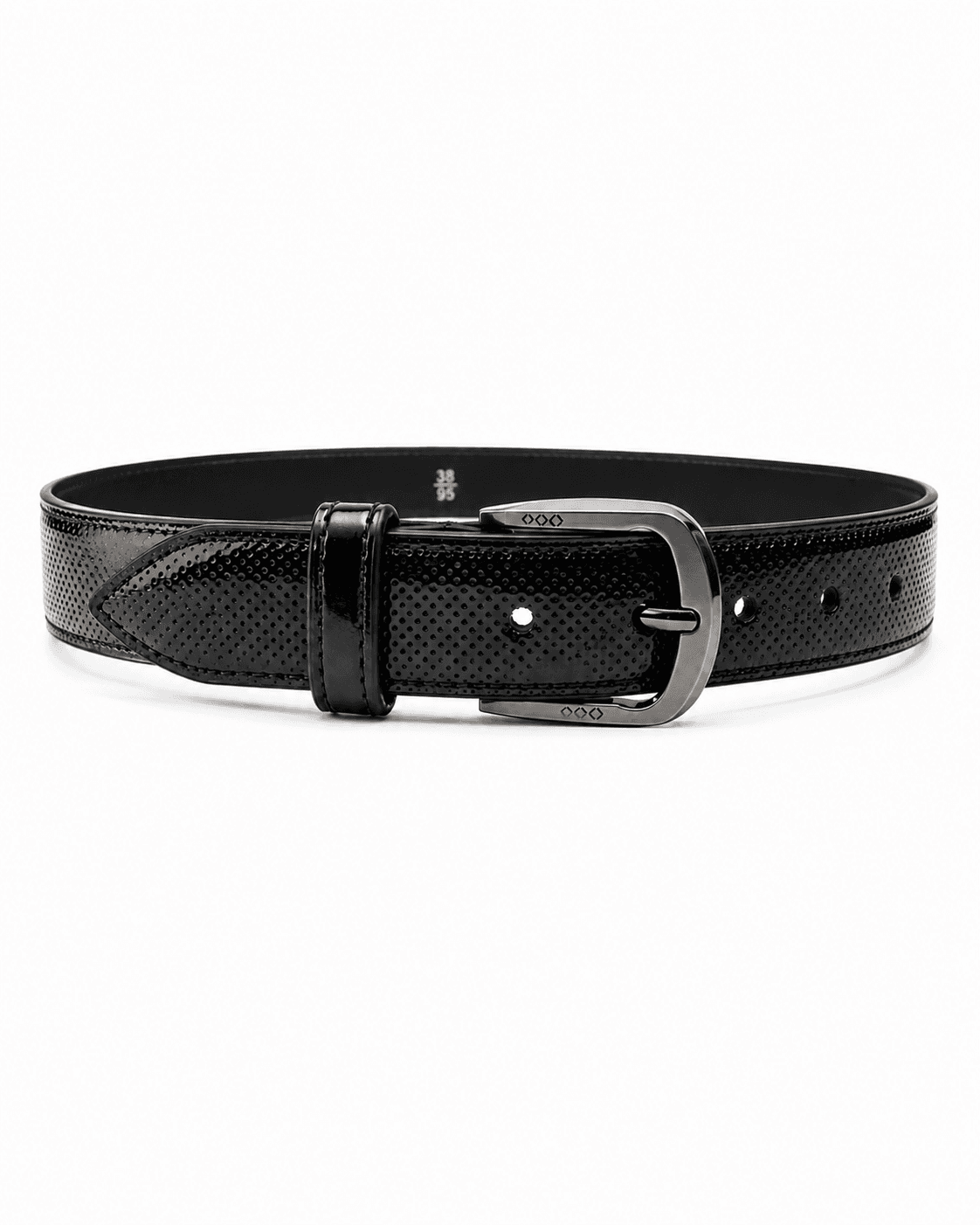 Premium Black Textured Patent Leather Dress Belt