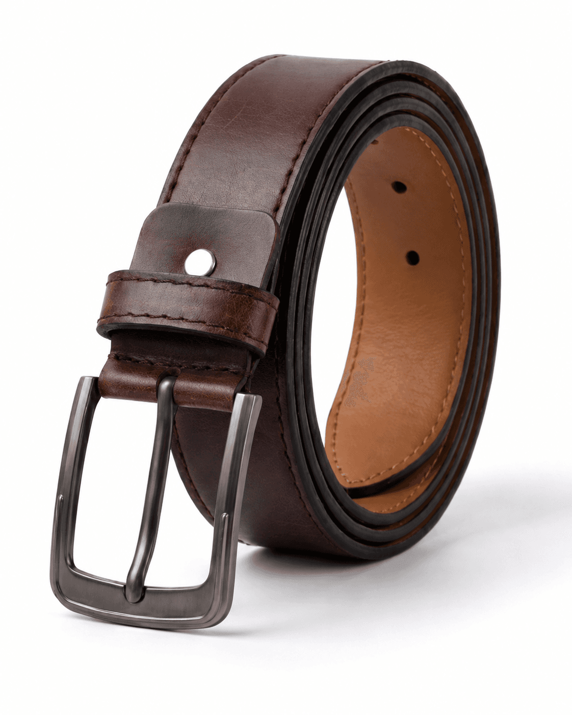 Premium Full-Grain Leather Belt – Brushed Gunmetal Buckle | Dark Brown