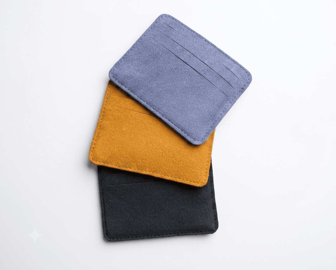 Premium Suede Leather Card Holder with Mesh ID Window